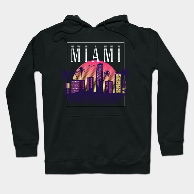 Miami vintage city 70s Hoodie by Midoart